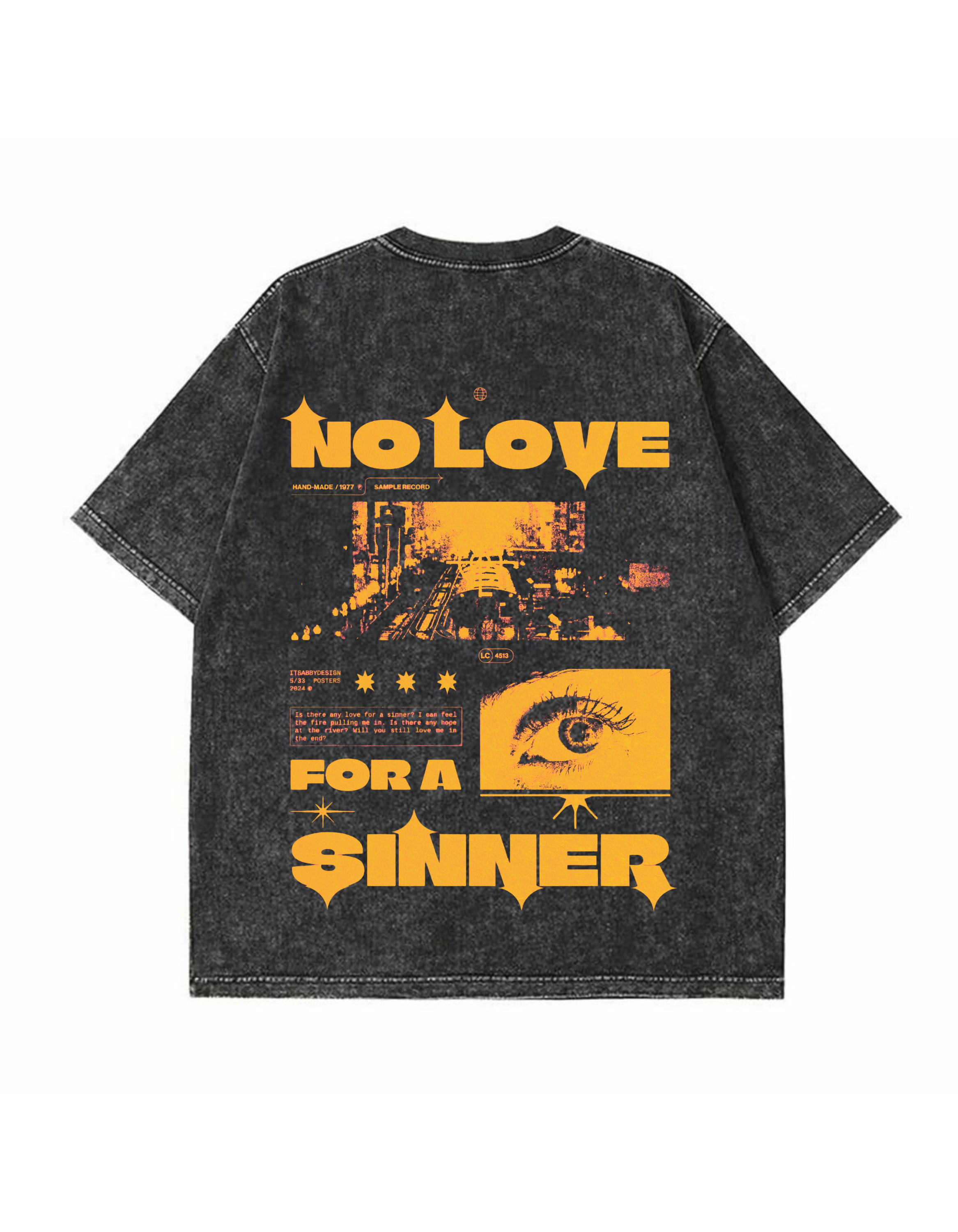 No Love For A Sinner Acid Wash Tee