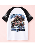 Grim Rider Oversized Raglan Tee – White & Black