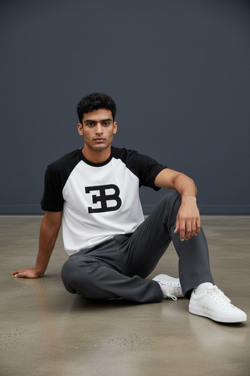 Bugatti La Voiture Noire Raglan Tee – White & Black