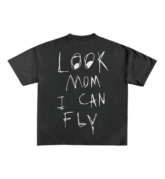 Look Mom I Can Fly Designed Oversized Tee