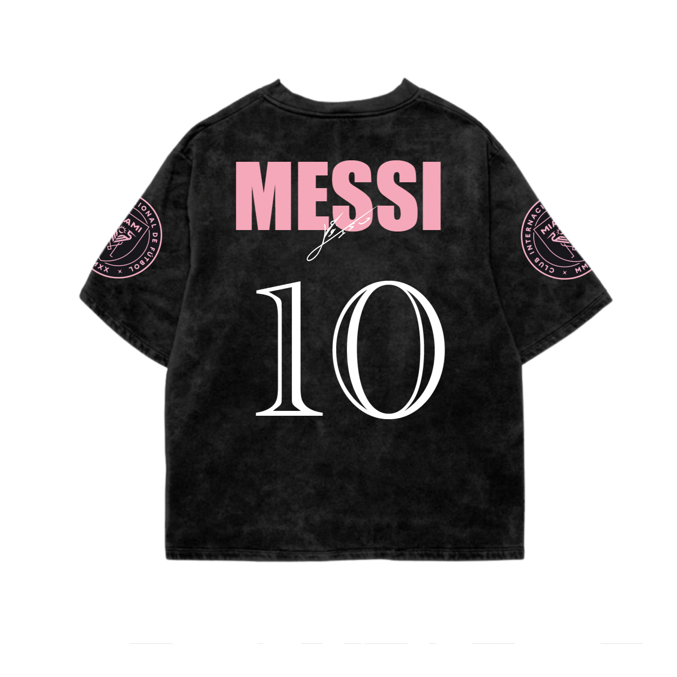 Messi 10 Inter Miami Acid Wash Oversized Tee – Black