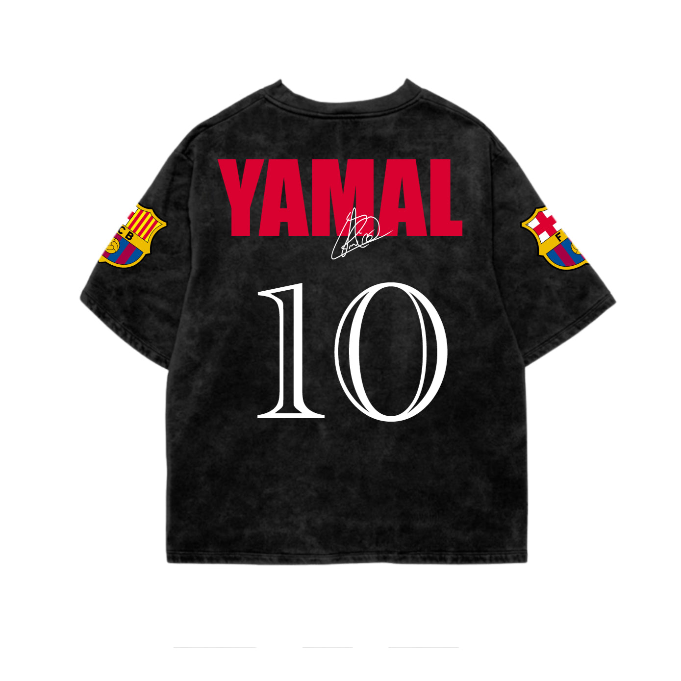 Yamal 10 Signature Acid Wash Oversized Tee – Black
